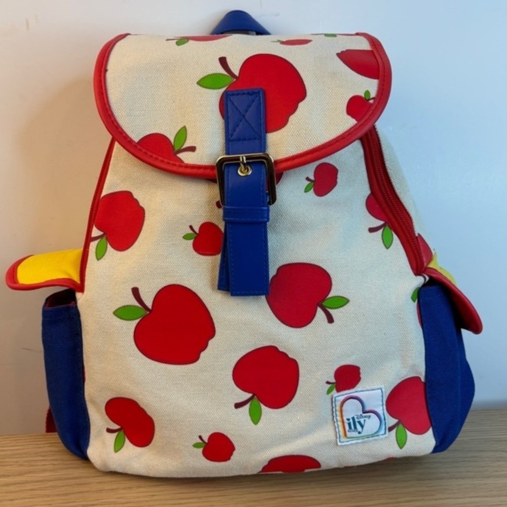 Disney‎ ily 4Ever Snow White Apple Print Canvas Mini Backpack Red Blue Yellow